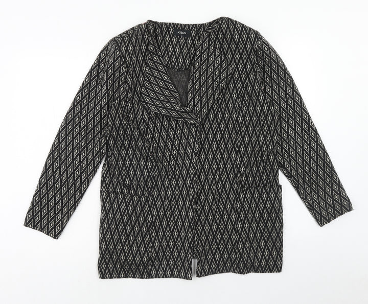 Klass Womens Grey Geometric Jacket Coatigan Size L