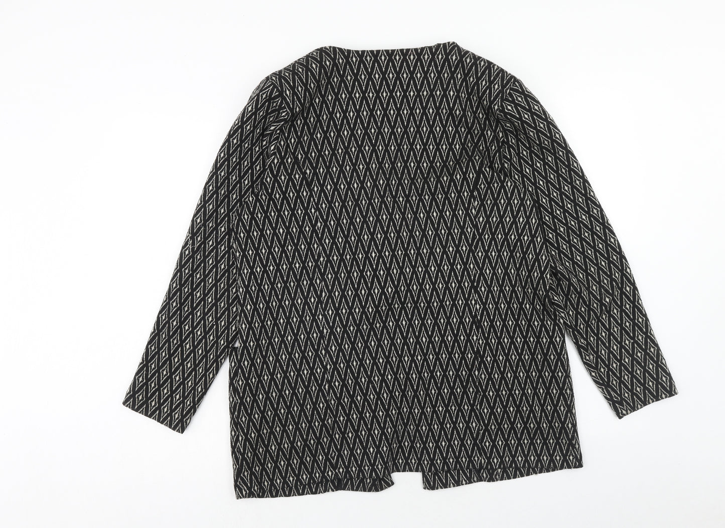 Klass Womens Grey Geometric Jacket Coatigan Size L