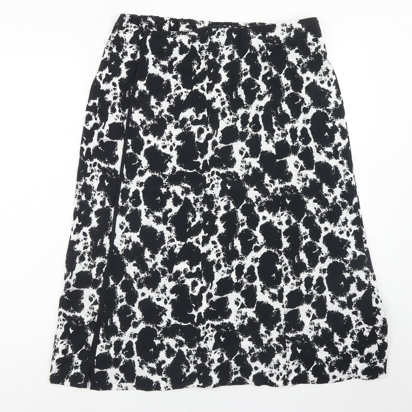 TU Womens Black Geometric Polyester A-Line Skirt Size 16 Zip