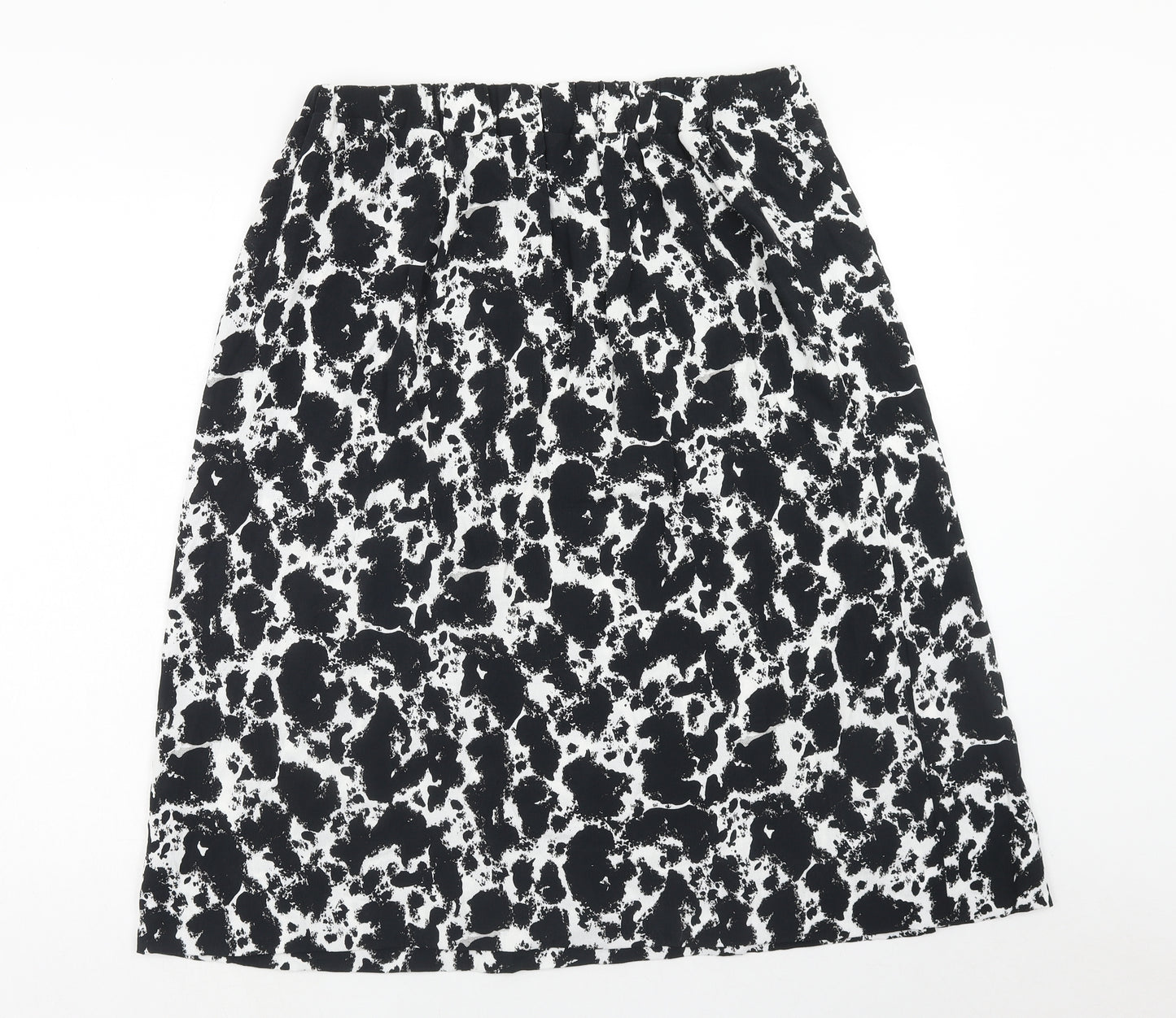 TU Womens Black Geometric Polyester A-Line Skirt Size 16 Zip