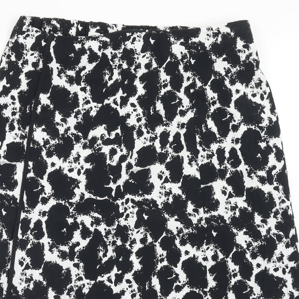 TU Womens Black Geometric Polyester A-Line Skirt Size 16 Zip