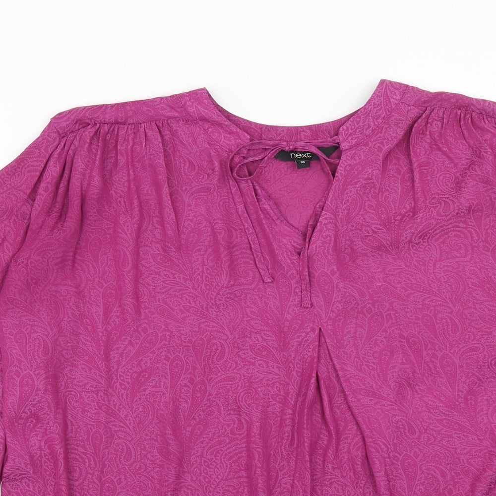 NEXT Womens Purple Paisley Polyester Basic Blouse Size 10 Round Neck