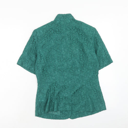 Together Womens Green Viscose Basic Button-Up Size 10 V-Neck