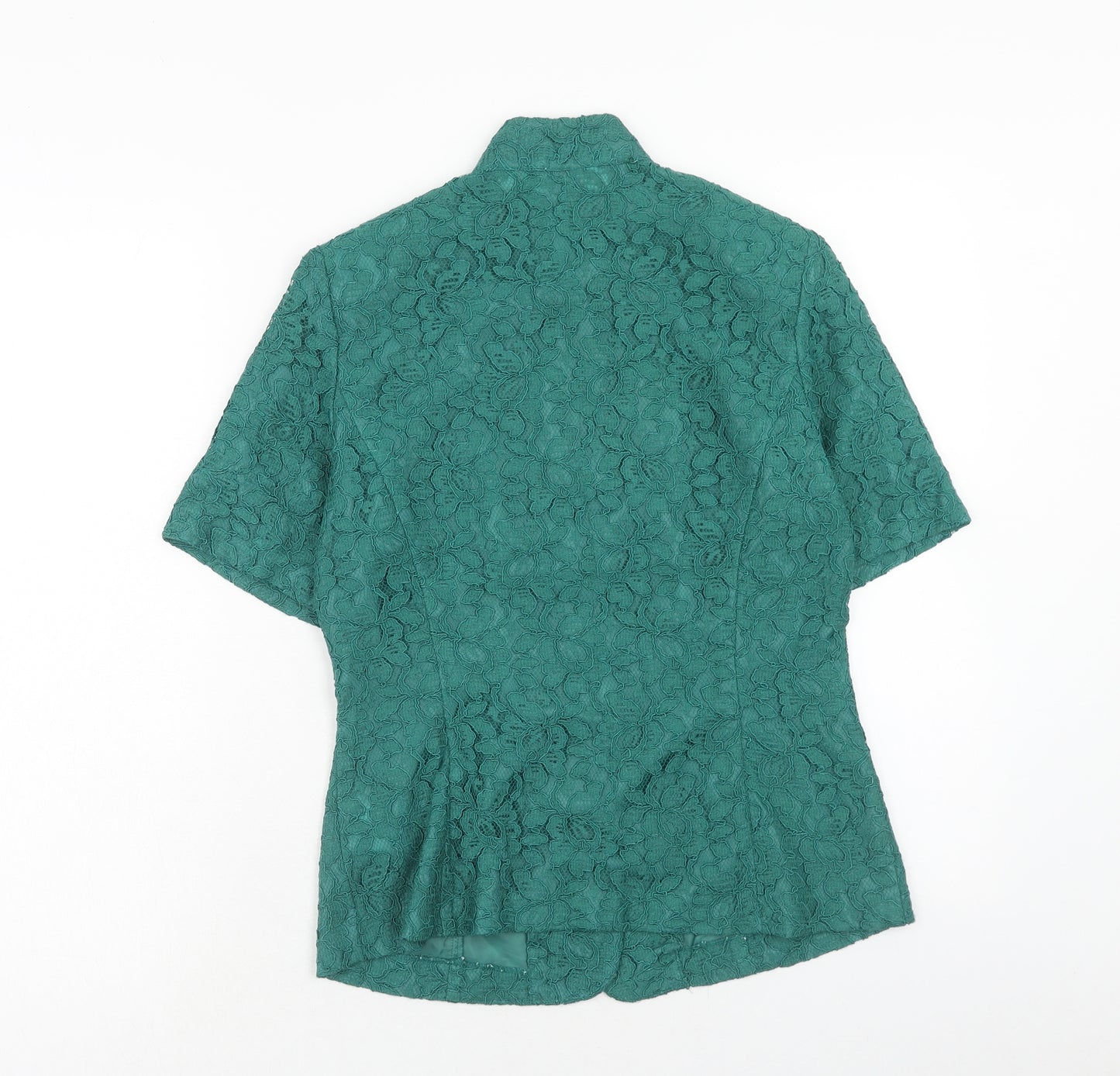 Together Womens Green Viscose Basic Button-Up Size 10 V-Neck