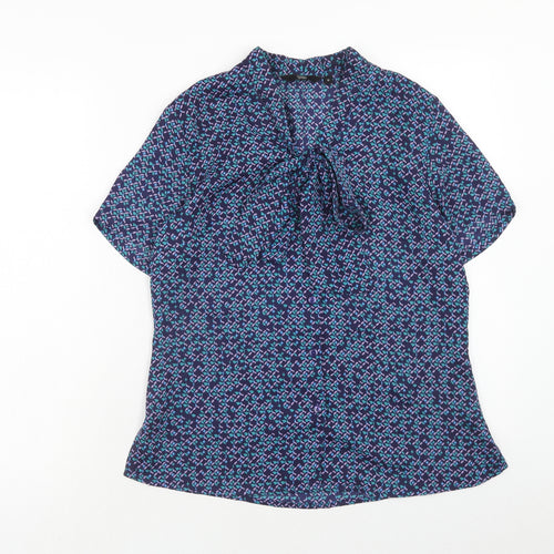 Simon jersey Womens Purple Geometric Polyester Basic Blouse Size 10 V-Neck