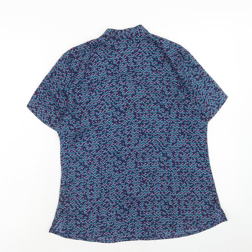 Simon jersey Womens Purple Geometric Polyester Basic Blouse Size 10 V-Neck