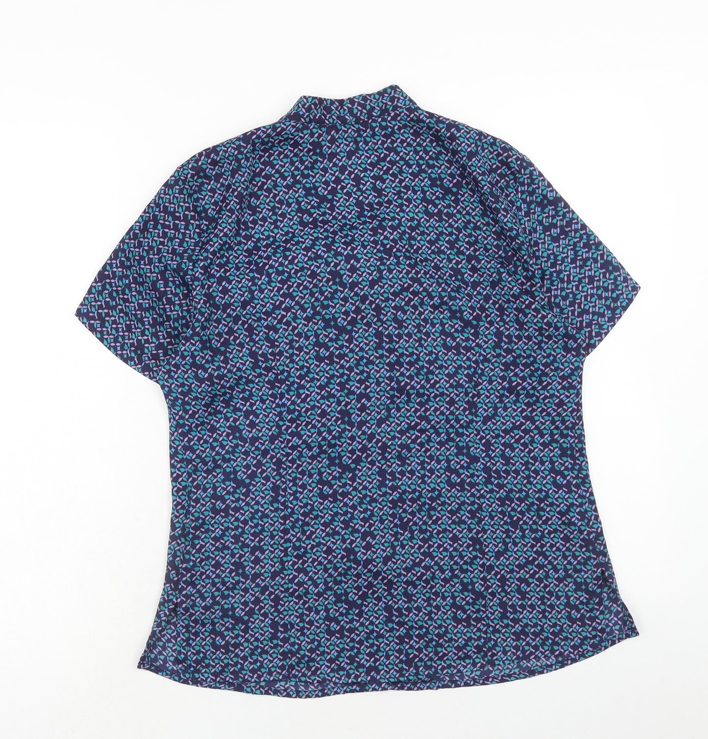 Simon jersey Womens Purple Geometric Polyester Basic Blouse Size 10 V-Neck