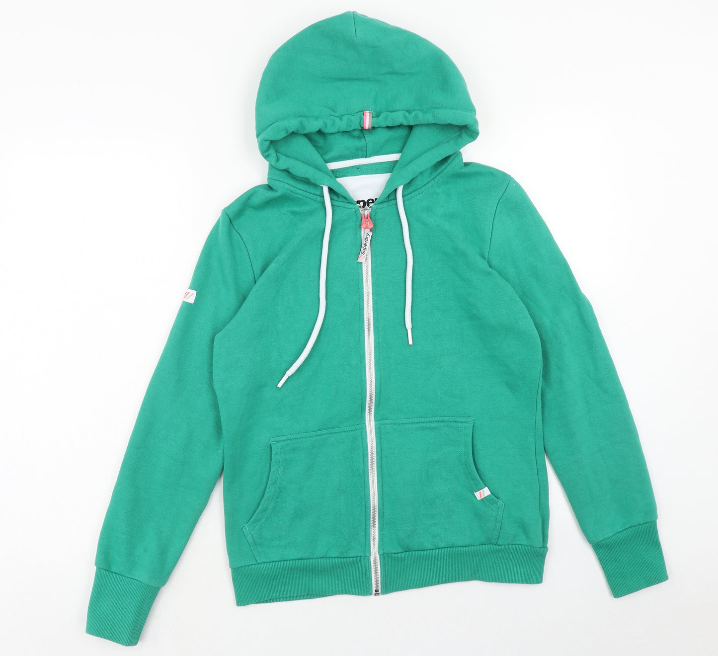 Superdry Womens Green Cotton Full Zip Hoodie Size 14 Zip