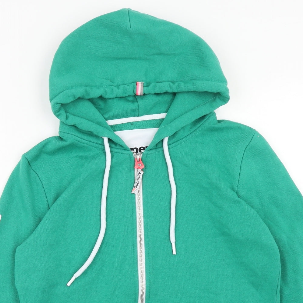 Superdry Womens Green Cotton Full Zip Hoodie Size 14 Zip