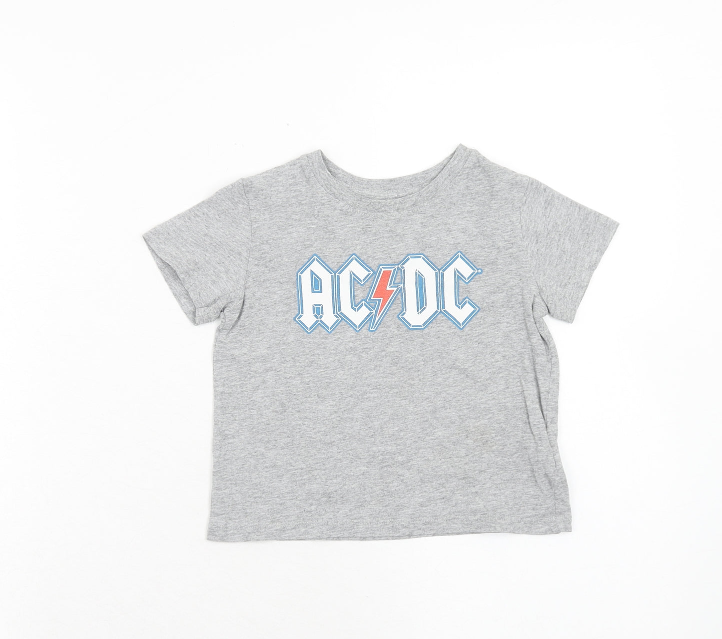 Gap Boys Grey Cotton Pullover T-Shirt Size 18-24 Months Round Neck Pullover - AC/DC