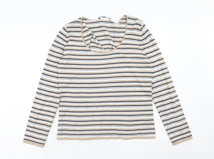 Betty Barclay Womens Multicoloured Scoop Neck Striped Polyester Pullover Jumper Size 16