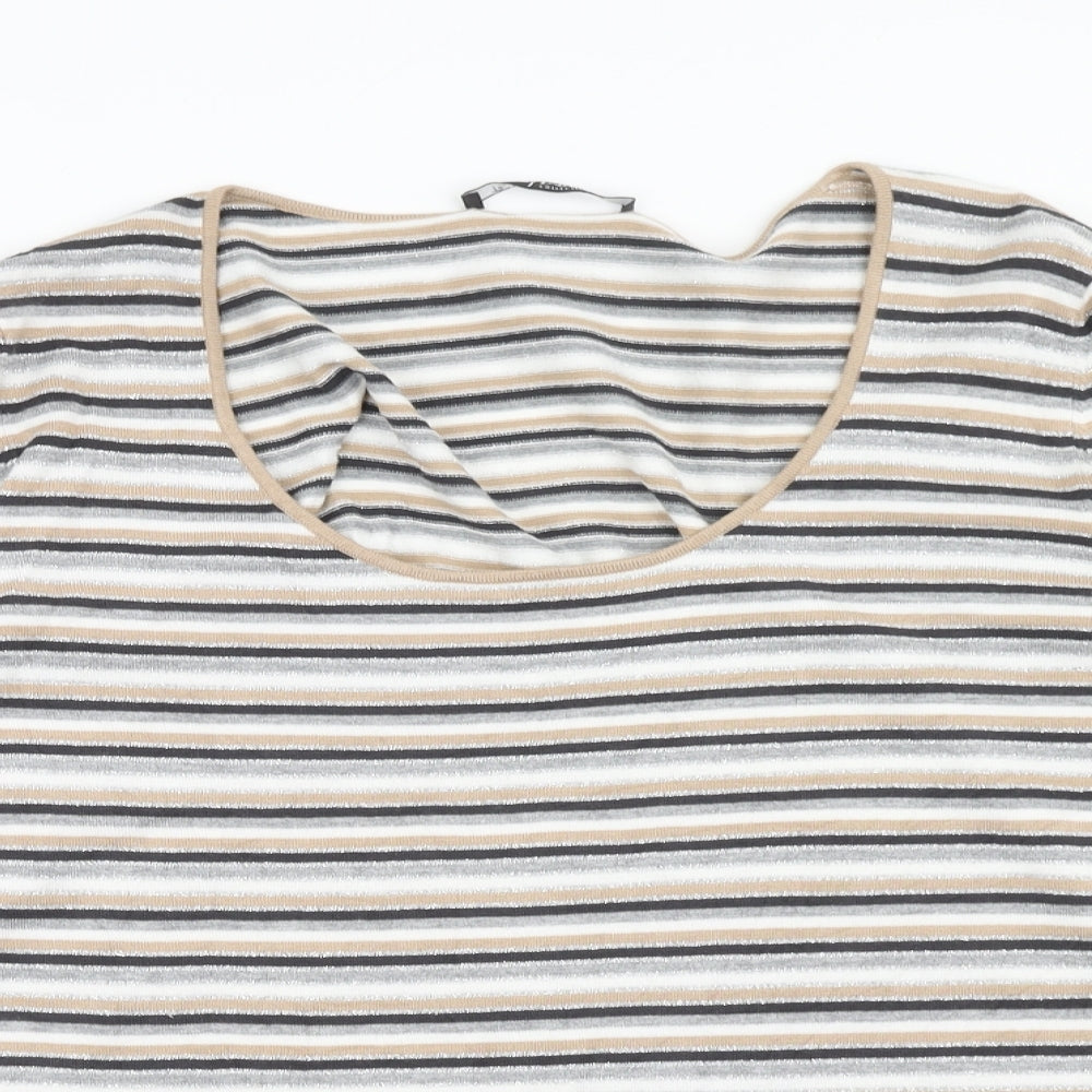 Betty Barclay Womens Multicoloured Scoop Neck Striped Polyester Pullover Jumper Size 16
