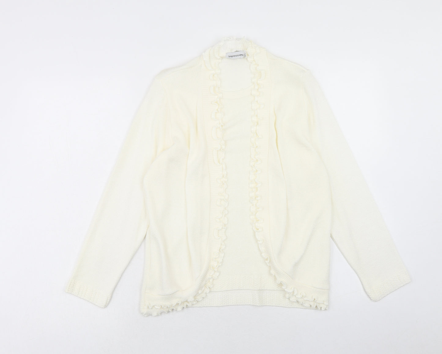 Impressions Womens Ivory V-Neck Acrylic Cardigan Jumper Size S - Size S-M