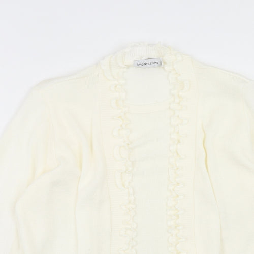 Impressions Womens Ivory V-Neck Acrylic Cardigan Jumper Size S - Size S-M