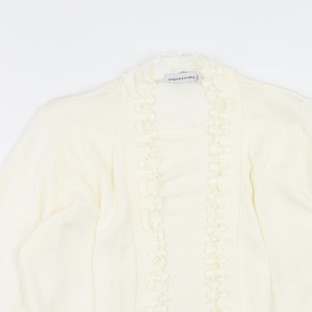 Impressions Womens Ivory V-Neck Acrylic Cardigan Jumper Size S - Size S-M