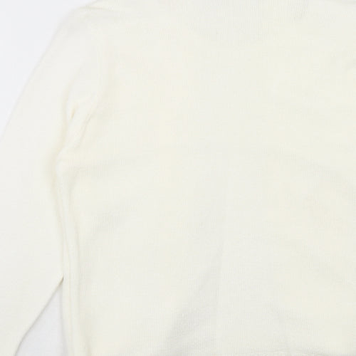 Impressions Womens Ivory V-Neck Acrylic Cardigan Jumper Size S - Size S-M
