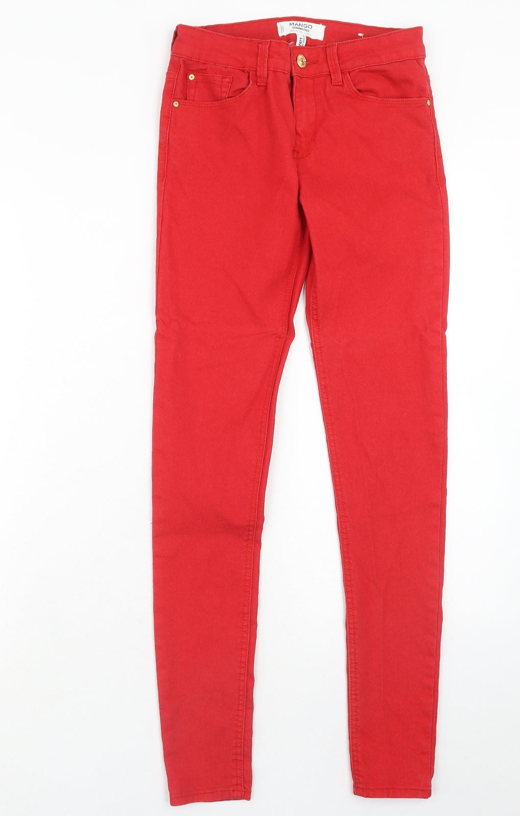 Mango Womens Red Cotton Skinny Jeans Size 4 Regular Zip