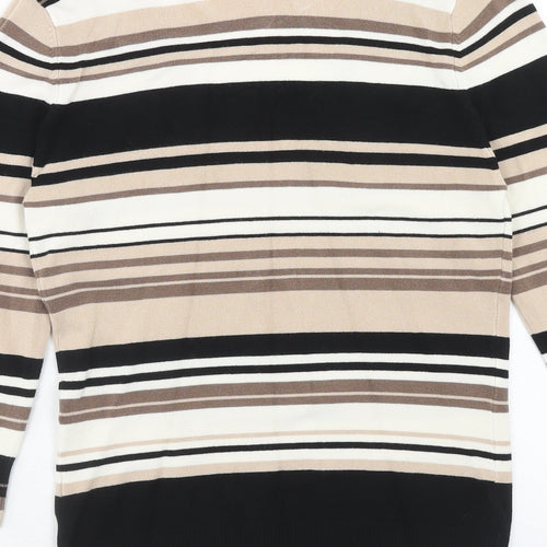 Zona Womens Multicoloured V-Neck Striped Viscose Pullover Jumper Size 10
