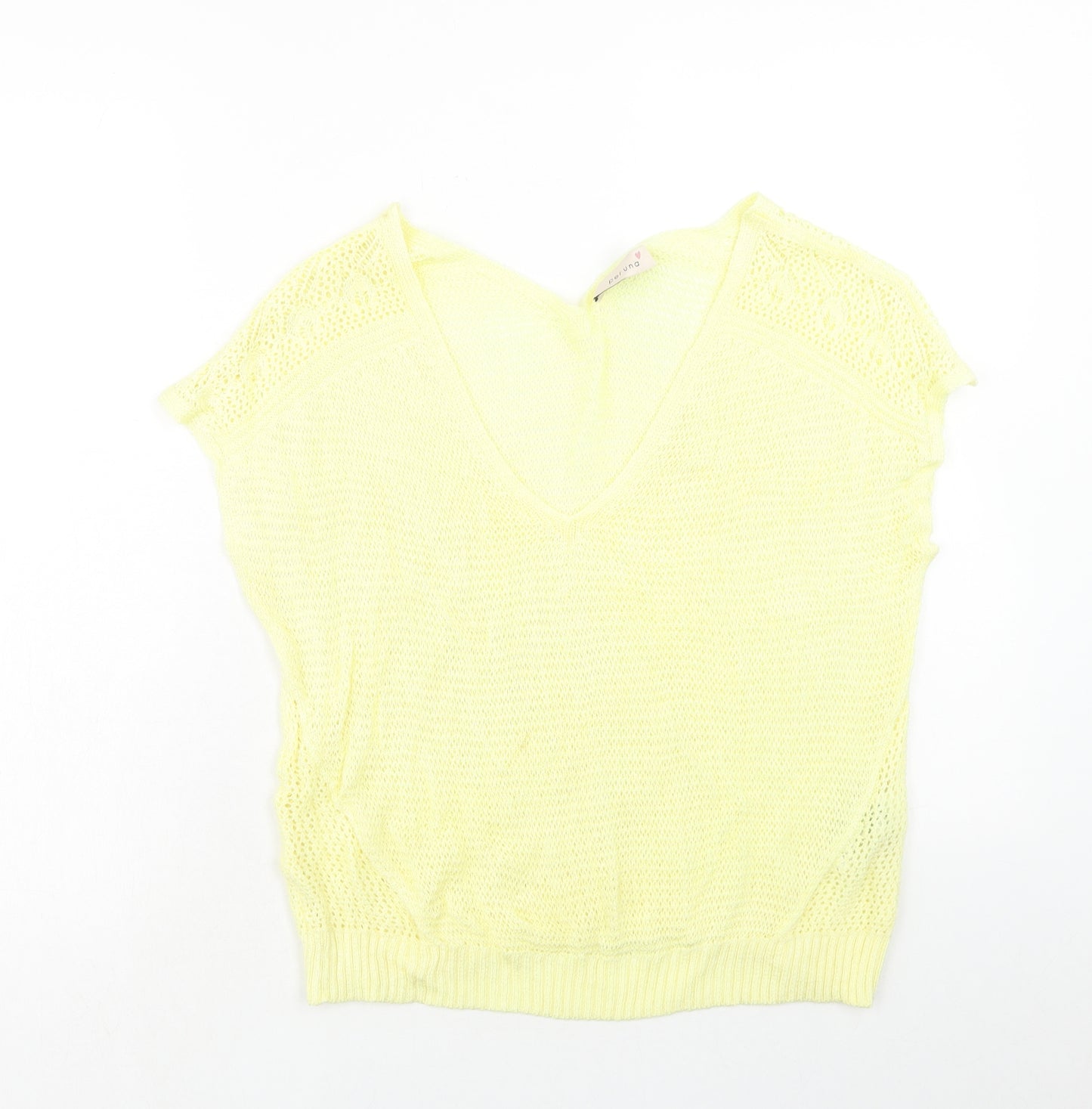 Per Una Womens Yellow Acrylic Basic Blouse Size 16 V-Neck