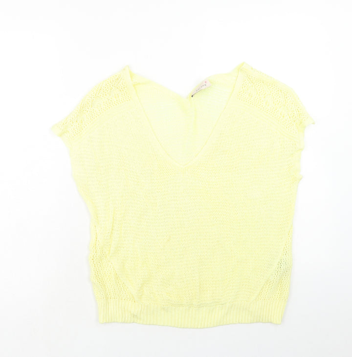 Per Una Womens Yellow Acrylic Basic Blouse Size 16 V-Neck