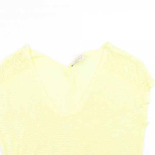 Per Una Womens Yellow Acrylic Basic Blouse Size 16 V-Neck