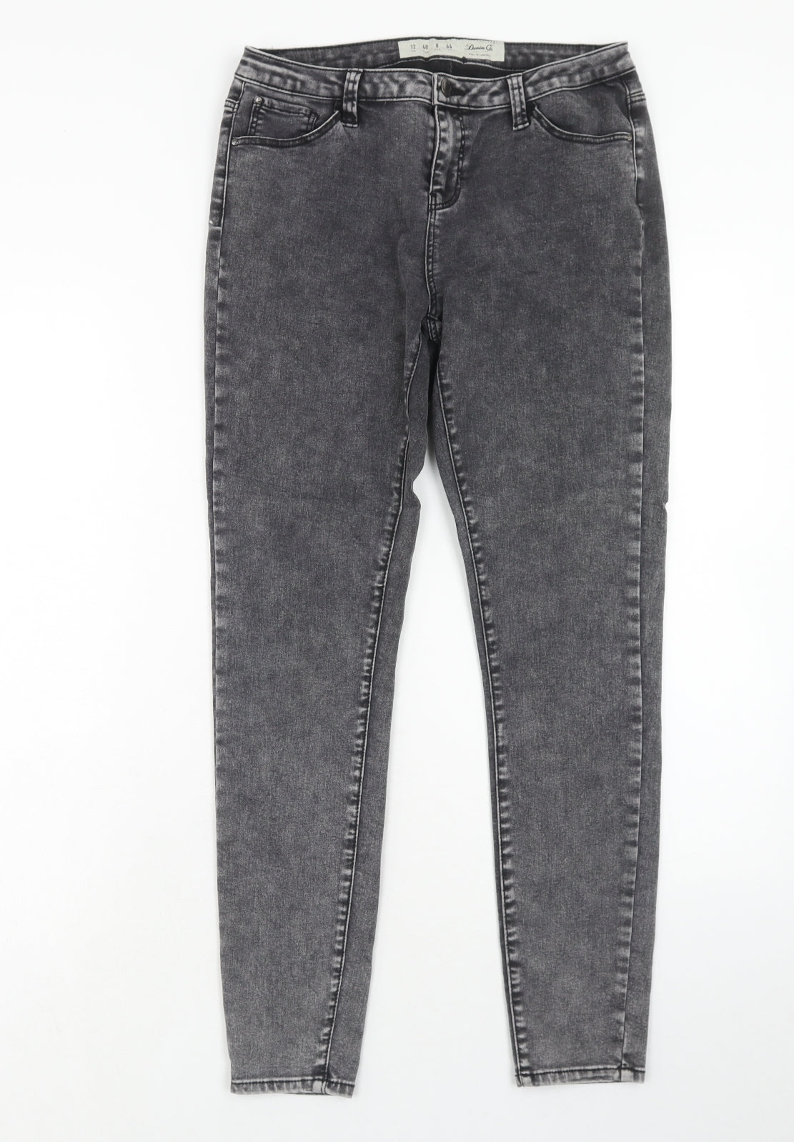 Denim & Co. Womens Grey Cotton Skinny Jeans Size 12 Regular Zip