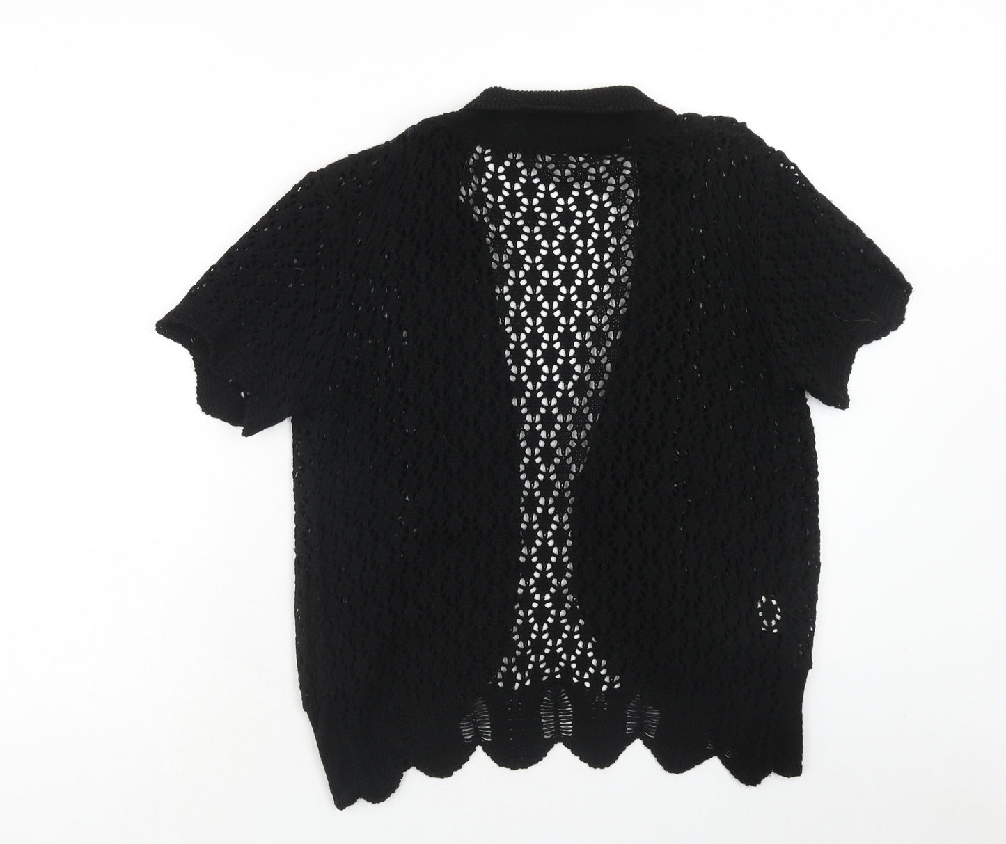 New image Womens Black V-Neck Acrylic Cardigan Jumper Size XL