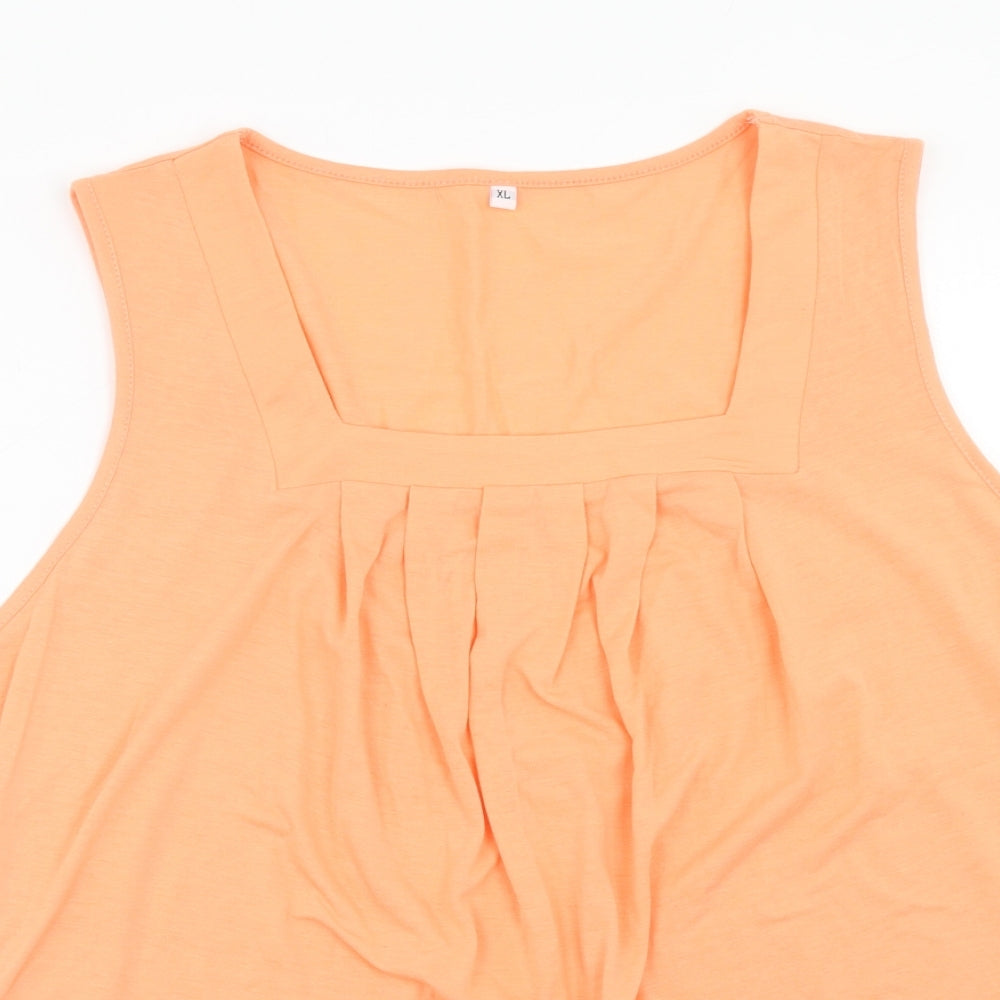 Preworn Womens Orange Polyester Basic Tank Size XL Square Neck