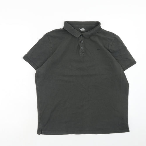 Nutmeg Mens Grey Cotton Polo Size L Collared Button