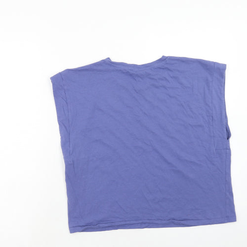 Zara Womens Purple Cotton Cropped Blouse Size L Round Neck