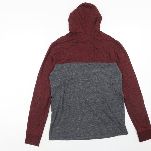 Urban Pipeline Mens Grey Cotton Pullover Hoodie Size S - Colourblock