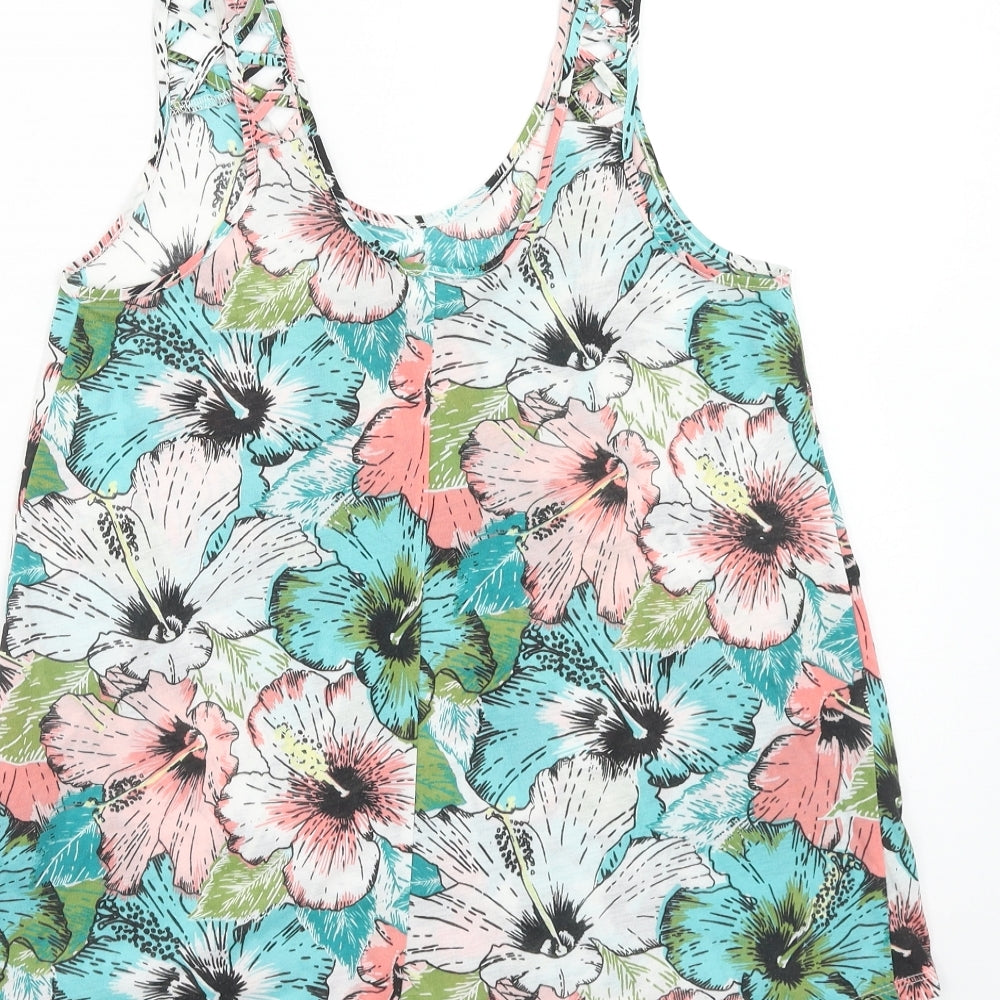 H&M Womens Multicoloured Floral Polyester Basic Tank Size XS Scoop Neck