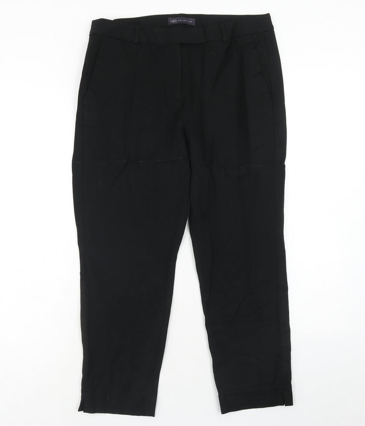 Marks and Spencer Womens Blue Viscose Trousers Size 14 Regular Hook & Eye