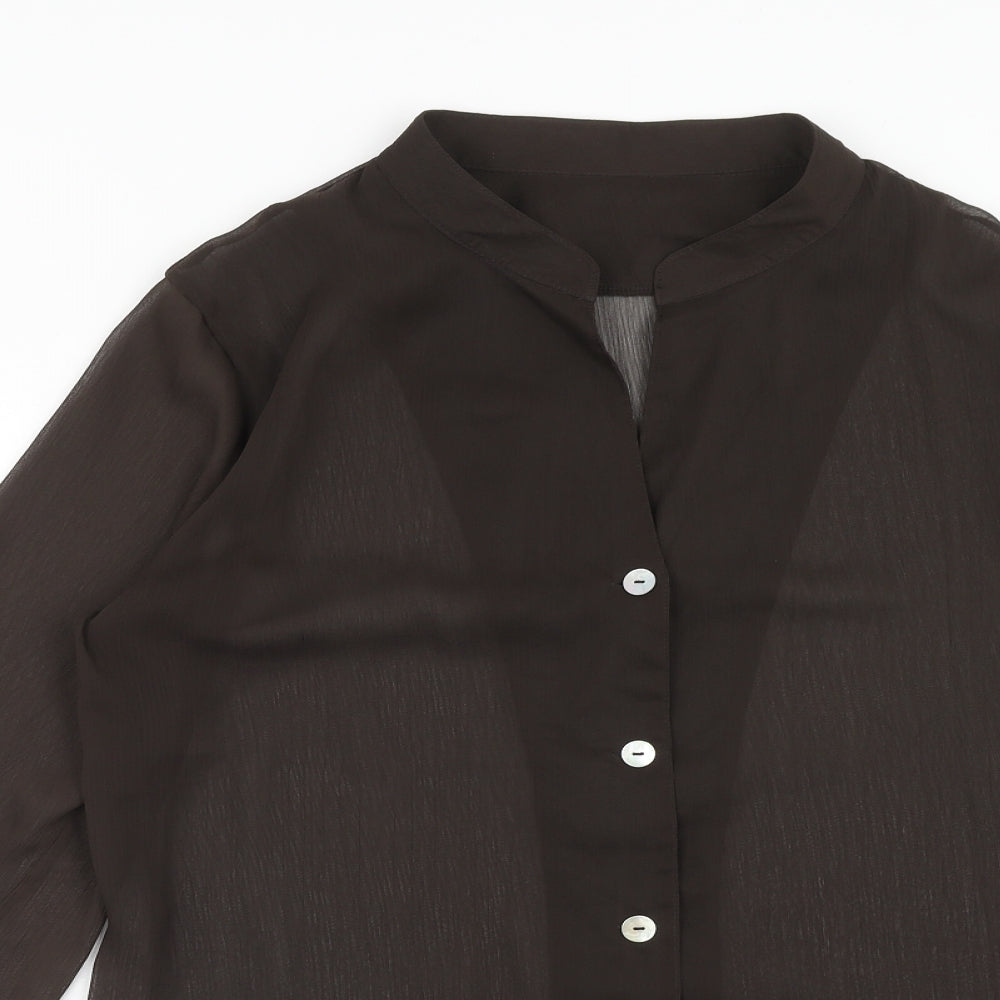 Seaspray Womens Brown Polyester Basic Blouse Size S V-Neck