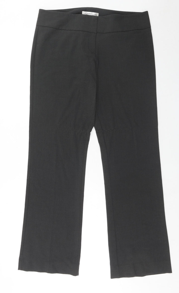 Kenneth Cole Womens Grey Polyester Trousers Size 12 Regular Hook & Eye