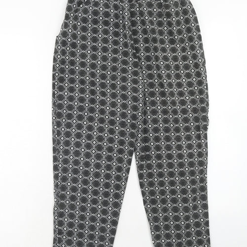 New Look Womens Black Geometric Polyester Trousers Size 8 Regular