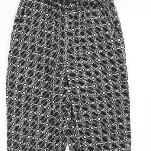 New Look Womens Black Geometric Polyester Trousers Size 8 Regular