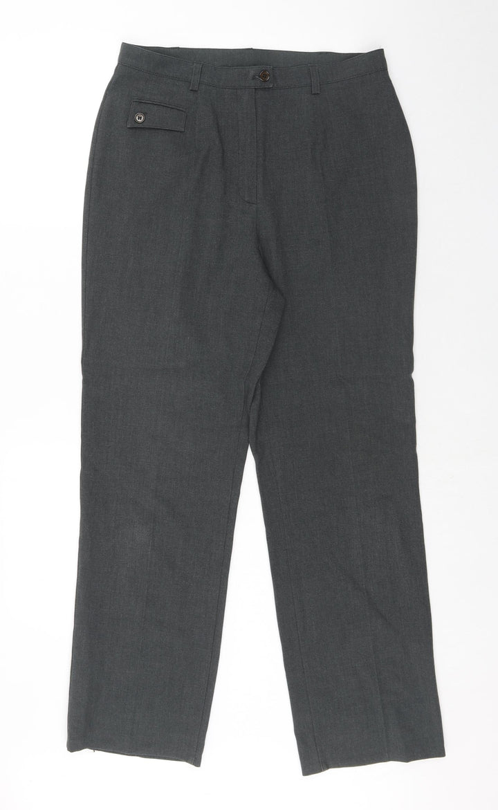 Marks and Spencer Womens Grey Polyester Dress Pants Trousers Size 14 Regular Zip