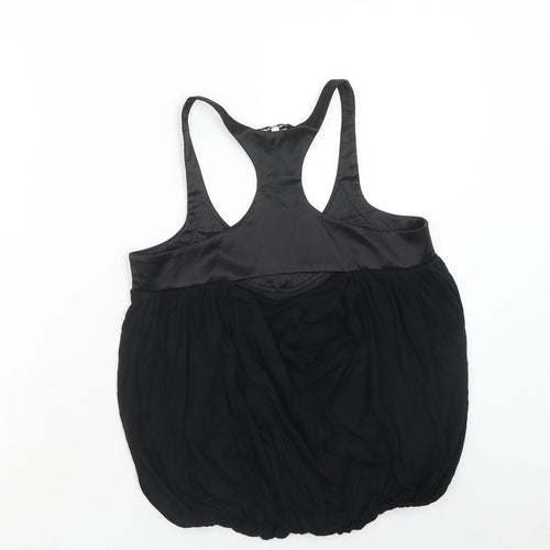 New Look Womens Black Viscose Basic Tank Size 8 Scoop Neck