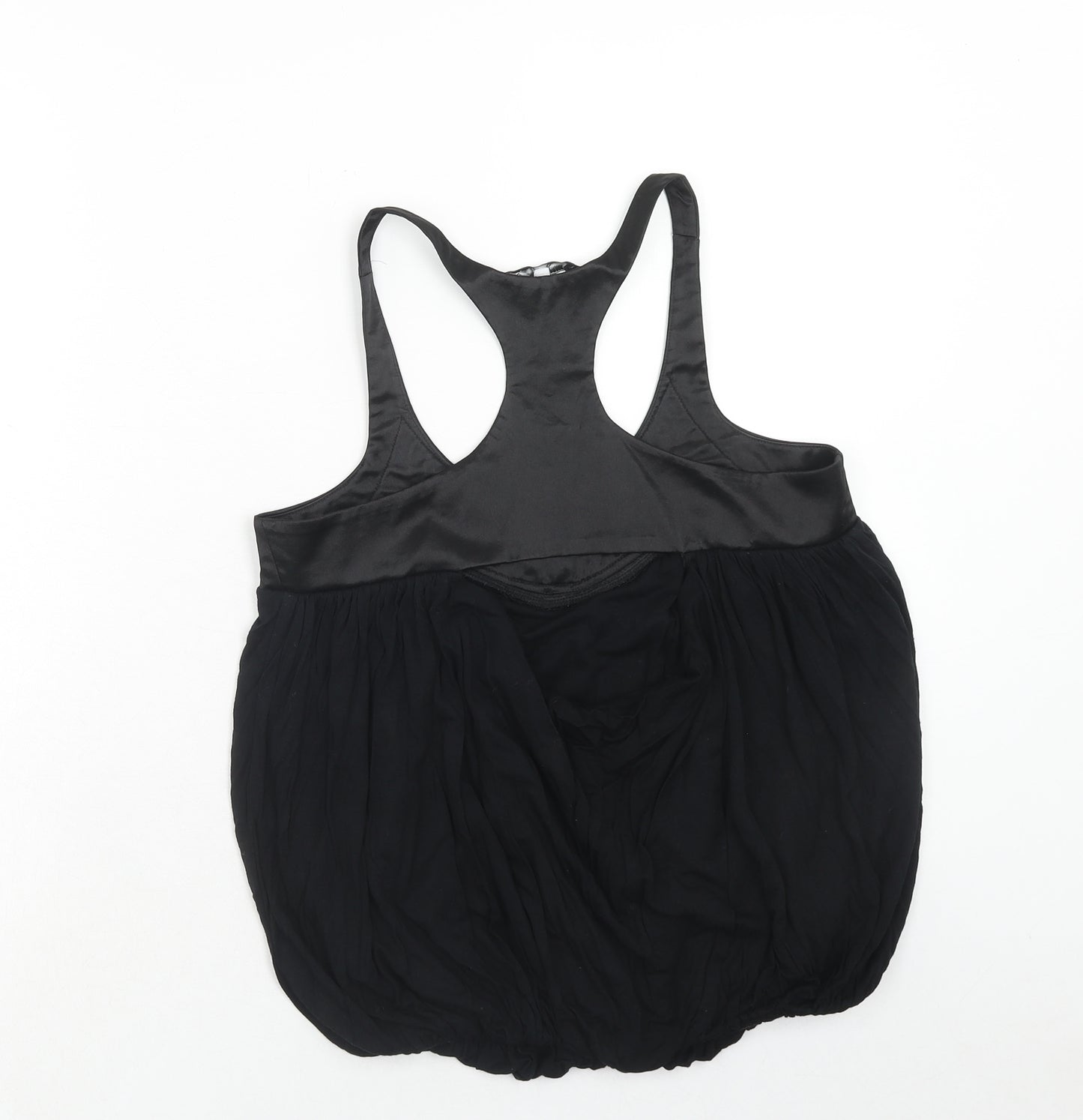 New Look Womens Black Viscose Basic Tank Size 8 Scoop Neck