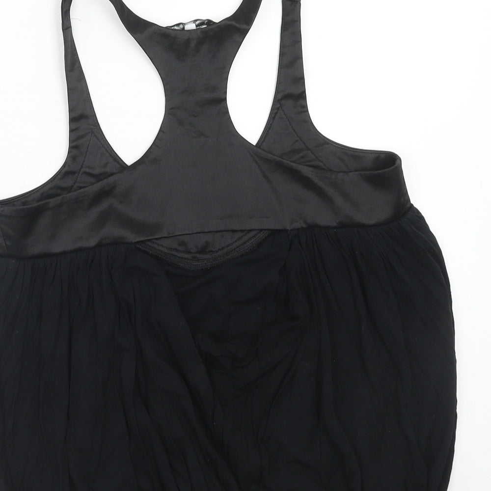 New Look Womens Black Viscose Basic Tank Size 8 Scoop Neck
