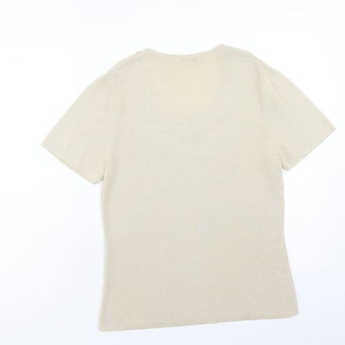 Bellini Womens Ivory Scoop Neck Acrylic Pullover Jumper Size 12