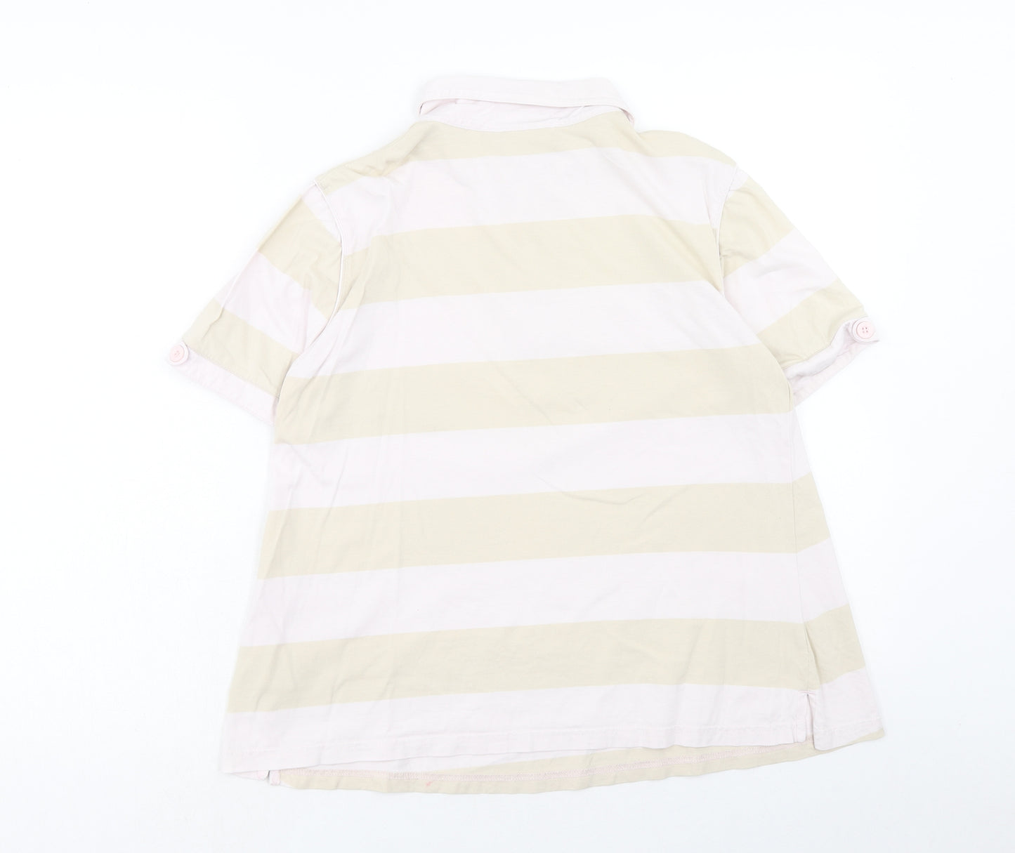 NEXT Womens Pink Striped Cotton Basic Polo Size 12 Collared