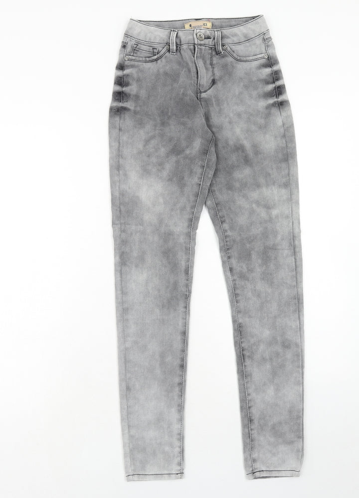Blue Spice Womens Grey Cotton Skinny Jeans Size 26 in Regular Zip