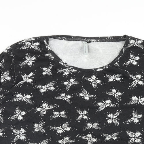 INTUITION Womens Black Geometric Cotton Basic T-Shirt Size 16 Round Neck - Butterfly Print, Size 16-18