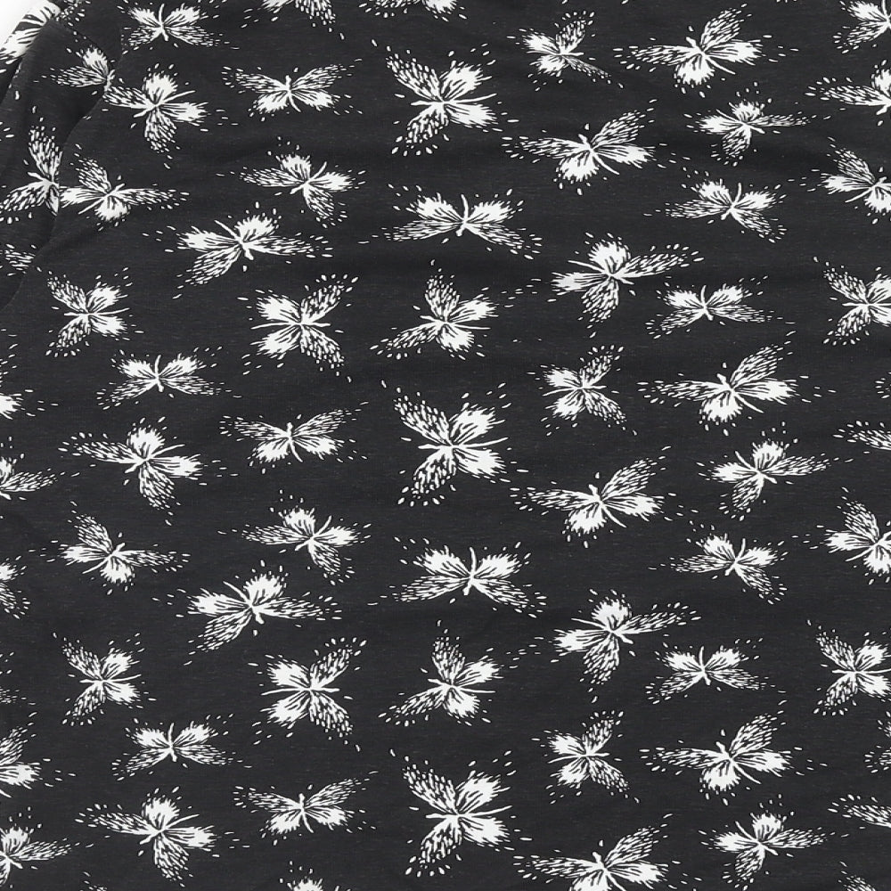 INTUITION Womens Black Geometric Cotton Basic T-Shirt Size 16 Round Neck - Butterfly Print, Size 16-18