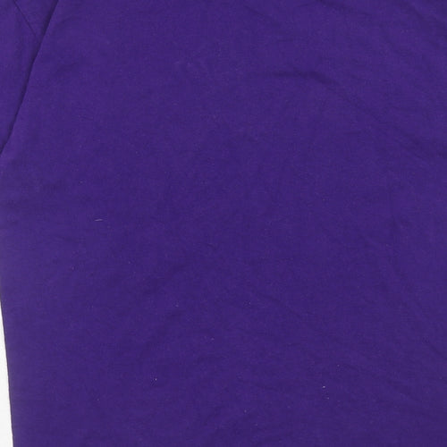 Gildan Womens Purple Cotton Basic T-Shirt Size M Round Neck