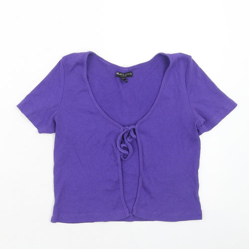 Brave Soul Womens Purple Cotton Basic Blouse Size XS V-Neck
