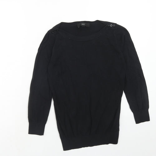 NEXT Womens Black Boat Neck Cotton Pullover Jumper Size 6