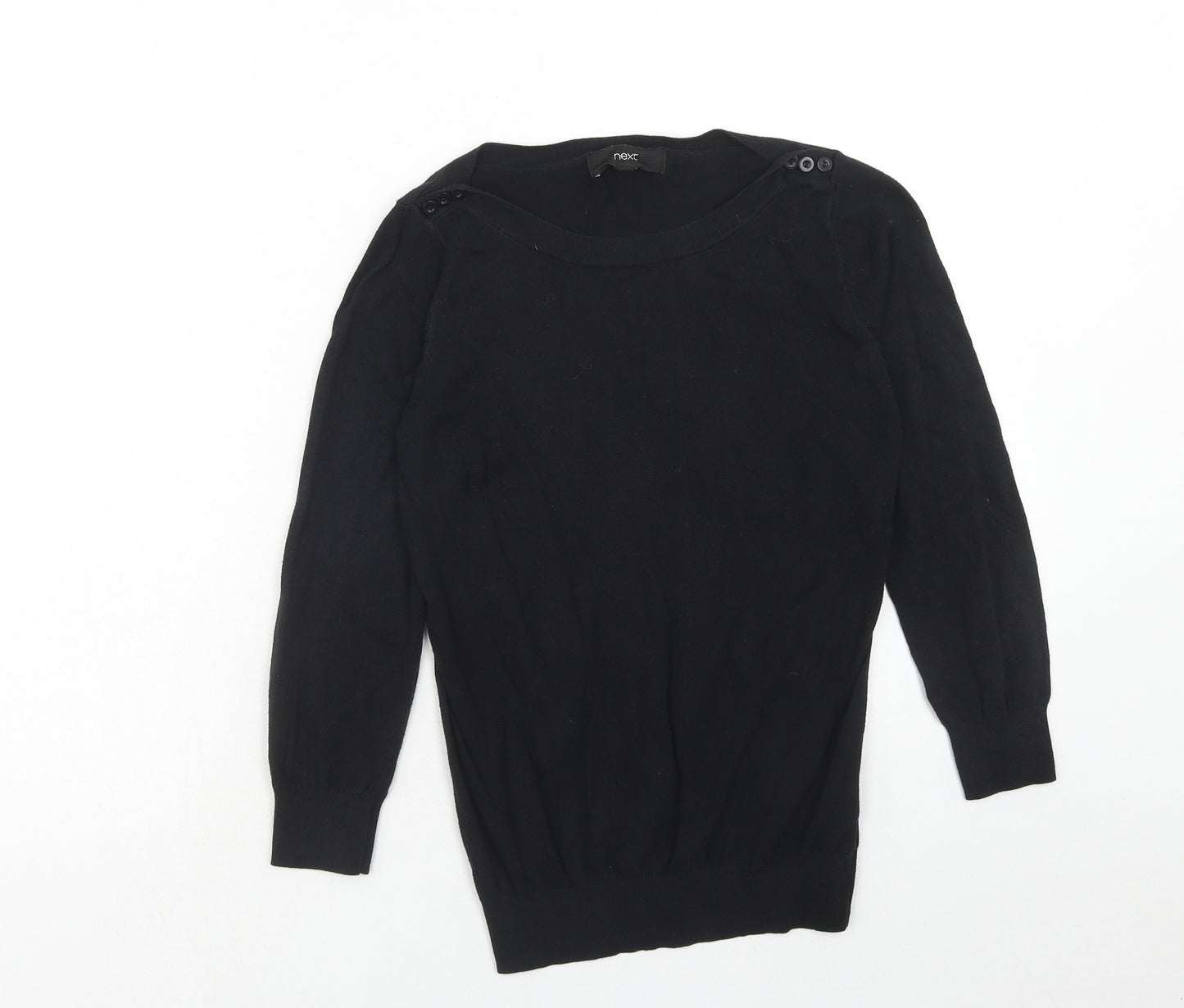 NEXT Womens Black Boat Neck Cotton Pullover Jumper Size 6